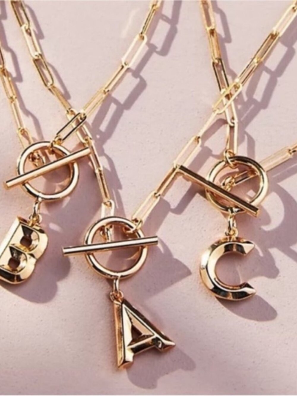 New! Anthropologie Gold Chain Link Monogram Letter Necklace (3017) (N) (NWT)